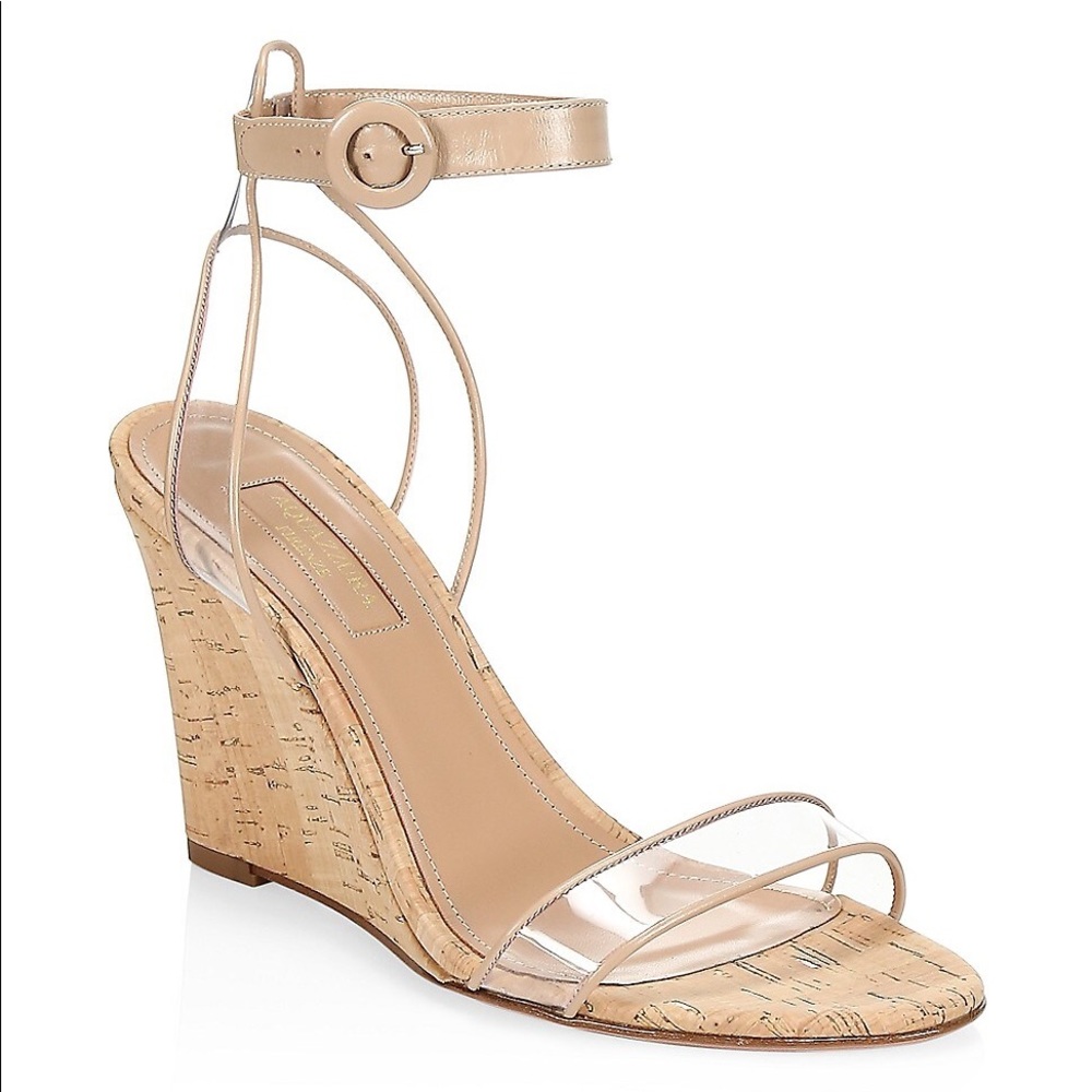 Aquazzura Beige Wedge Sandals